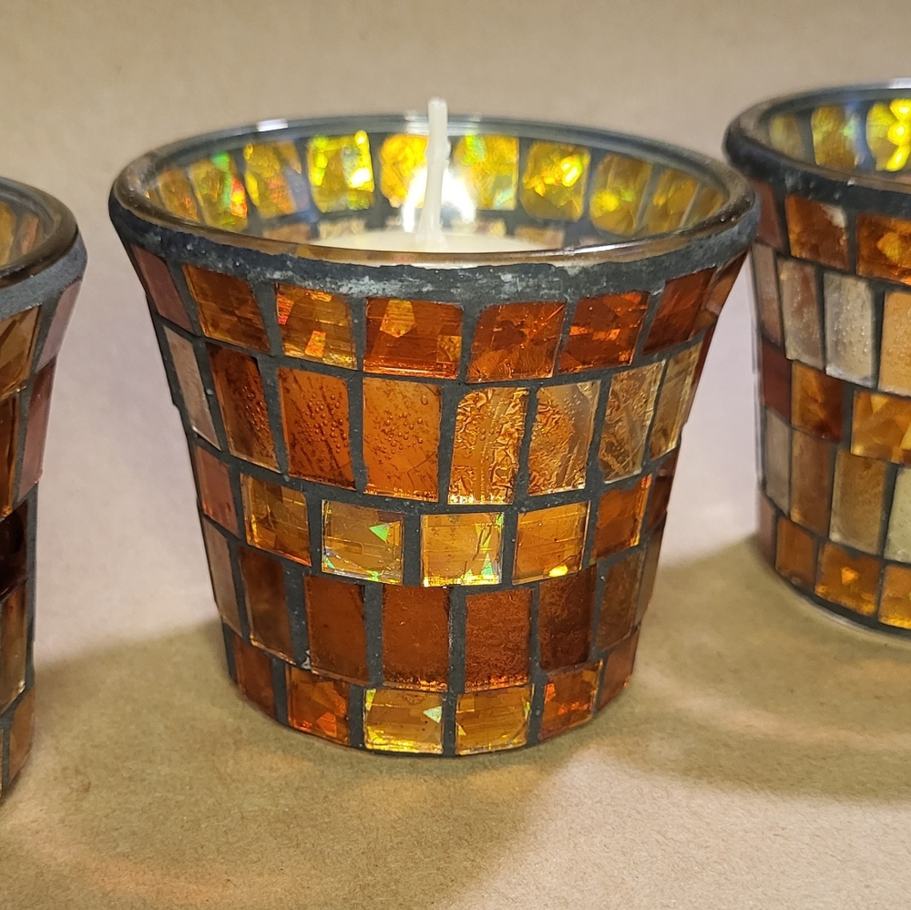 Yankee Candle • 3 Mosaic Glass Candle Holders • Votive